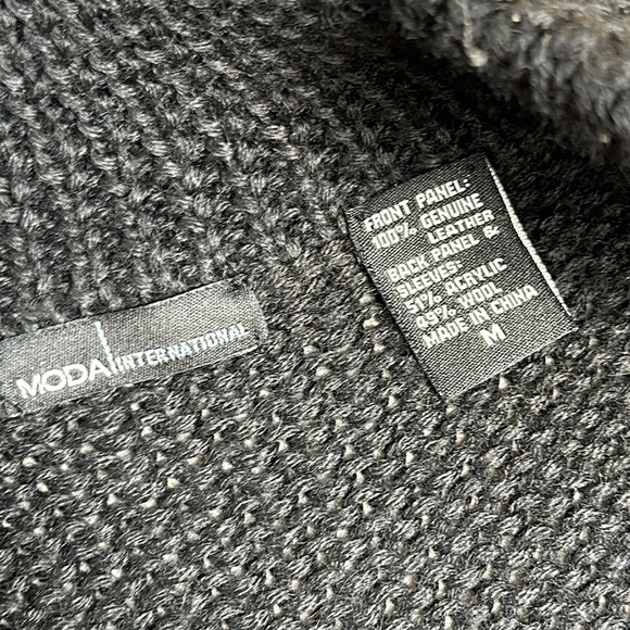 Vintage Victoria Secret | Moda International | Black Leather Sweater Bomber - Picture 5 of 10